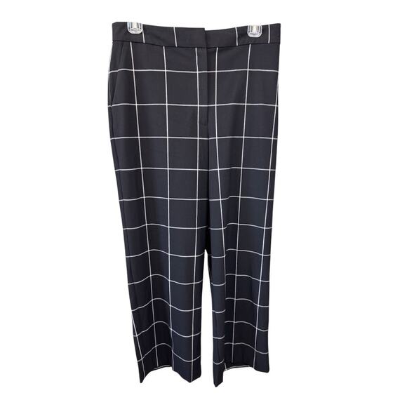 NEW HALOGEN NORDSTROM Black White Check High Rise Wide-Leg Pants Size 14 - Picture 1 of 5